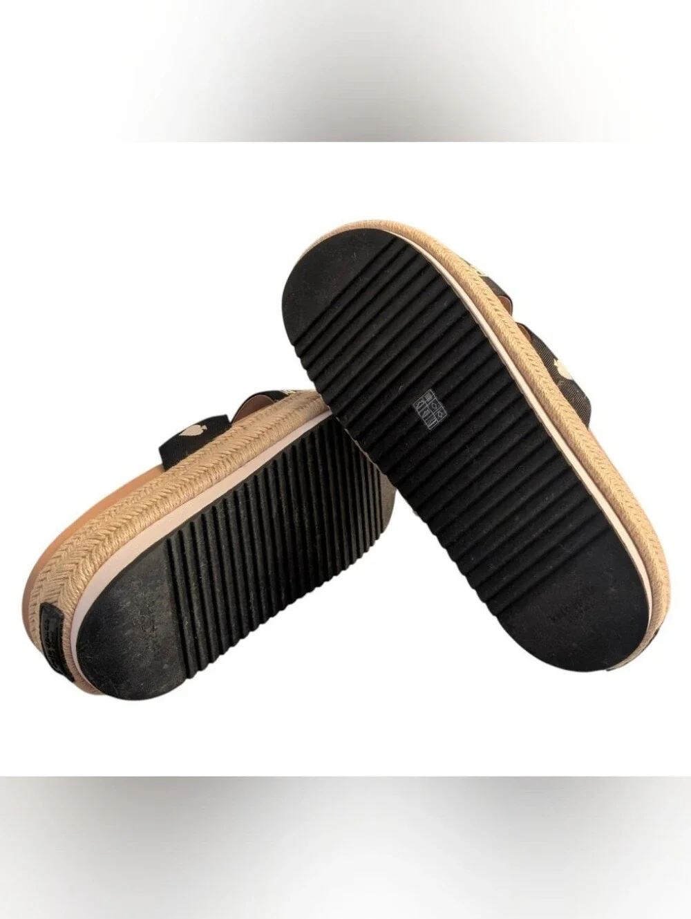 Kate Spade Piper Flatform Espadrilles Black & White lego Sandals size 10